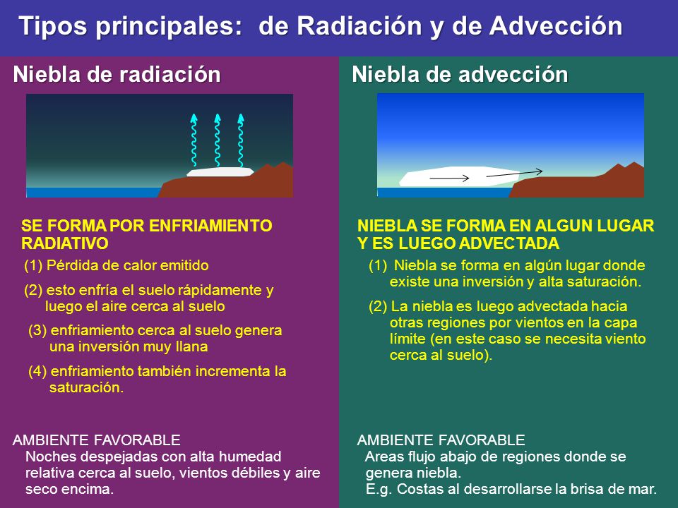 Tipos principales: de Radiación y de Advección