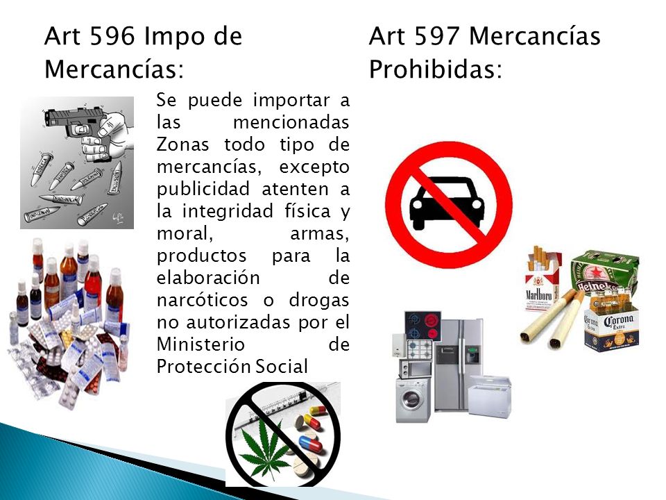 Art 596 Impo de Art 597 Mercancías Mercancías: Prohibidas: