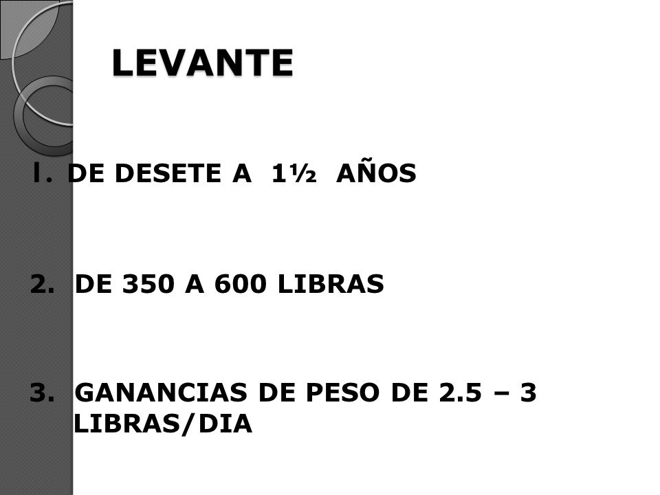 LEVANTE 1. DE DESETE A 1½ AÑOS 2. DE 350 A 600 LIBRAS