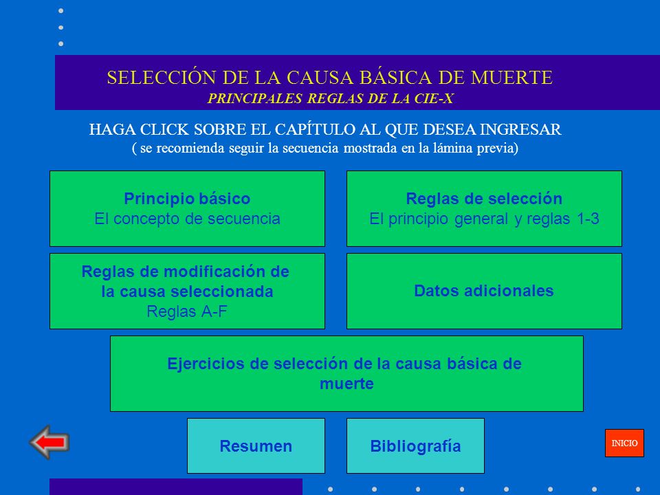 SELECCIÓN DE LA CAUSA BÁSICA DE MUERTE PRINCIPALES REGLAS DE LA CIE-X