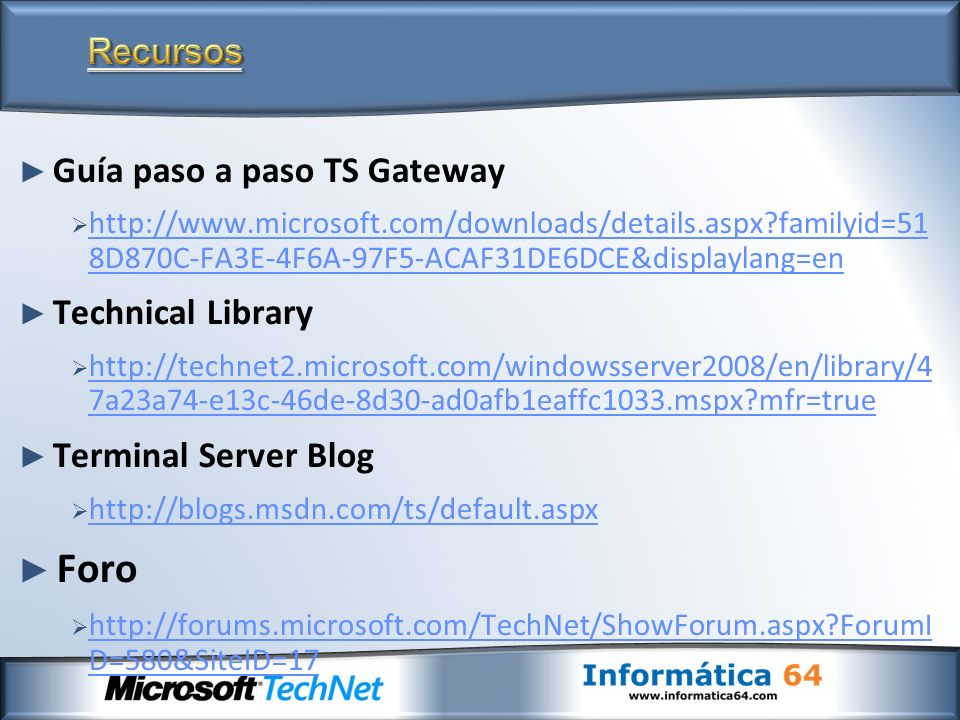 Foro Recursos Guía paso a paso TS Gateway Technical Library