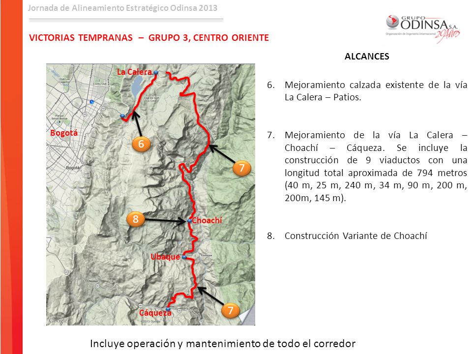 Incluye operación y mantenimiento de todo el corredor