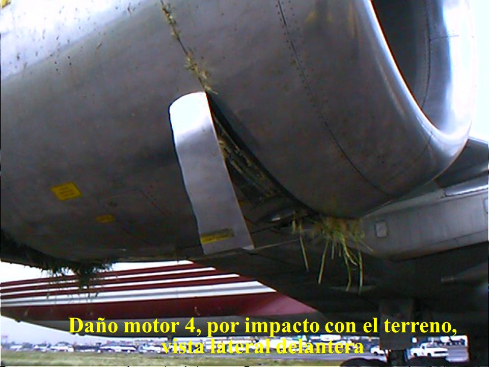 Daño motor 4, por impacto con el terreno, vista lateral delantera