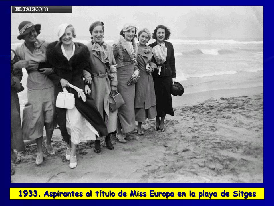 1933. Aspirantes al título de Miss Europa en la playa de Sitges