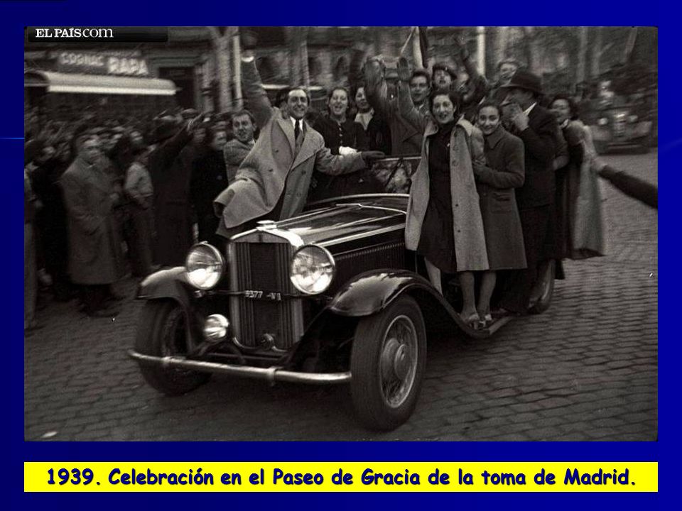 1939. Celebración en el Paseo de Gracia de la toma de Madrid.