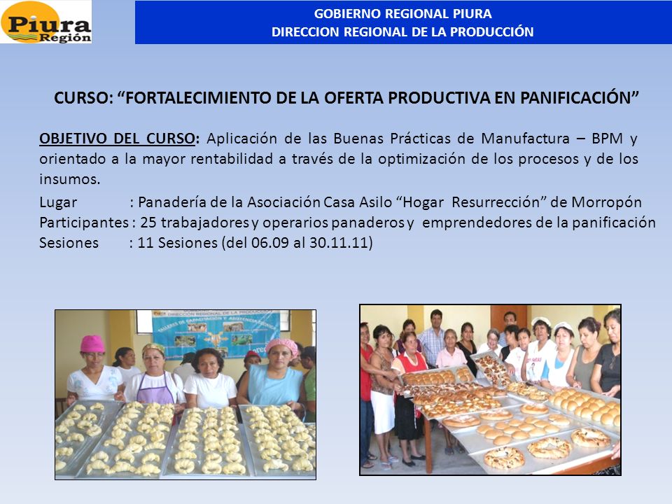 CURSO: FORTALECIMIENTO DE LA OFERTA PRODUCTIVA EN PANIFICACIÓN