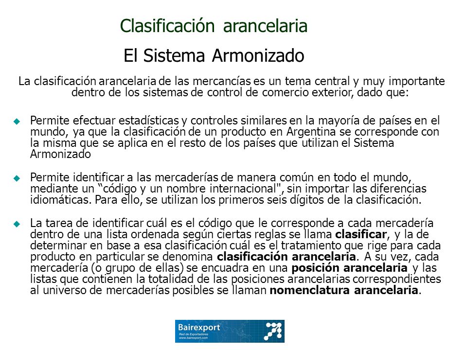 Clasificación arancelaria