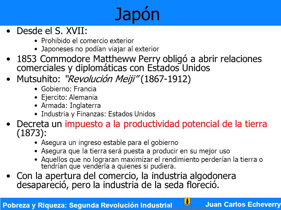 Japón Desde el S. XVII: Prohibido el comercio exterior. Japoneses no podían viajar al exterior.