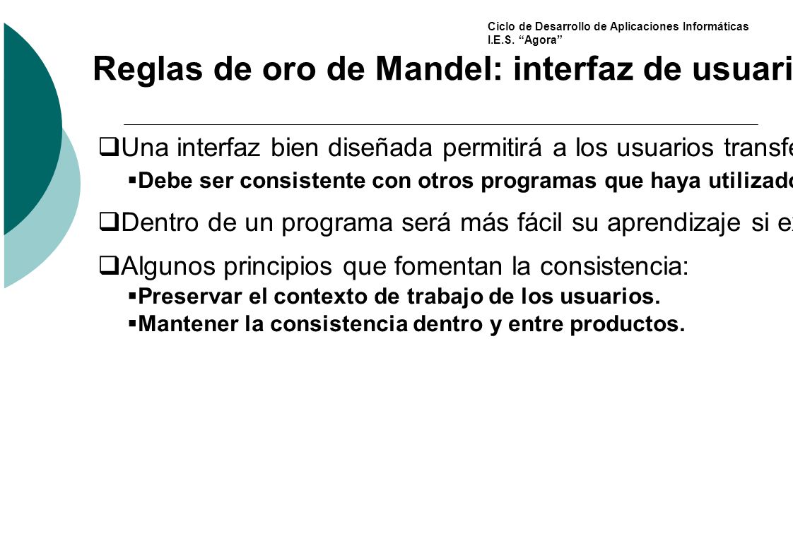 Reglas de oro de Mandel: interfaz de usuario consistente