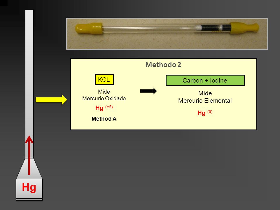 Hg Methodo 2 KCL Carbon + Iodine Mide Mercurio Elemental Hg (+2)