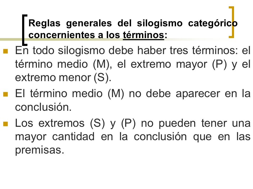 El término medio (M) no debe aparecer en la conclusión.
