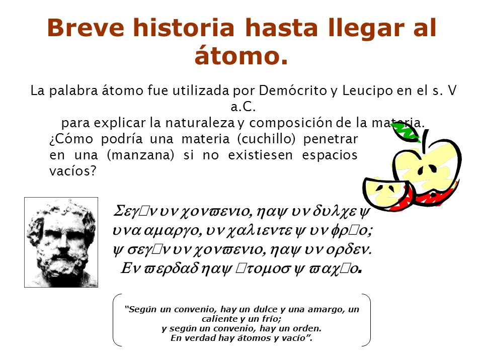 Breve historia hasta llegar al átomo.