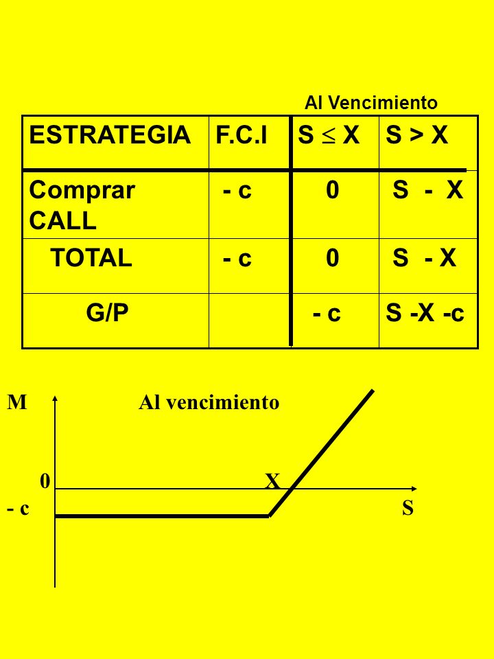 S -X -c - c G/P S - X TOTAL S - X Comprar CALL S > X S  X F.C.I