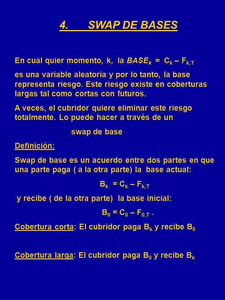 4. SWAP DE BASES En cual quier momento, k, la BASEk = Ck – Fk,T