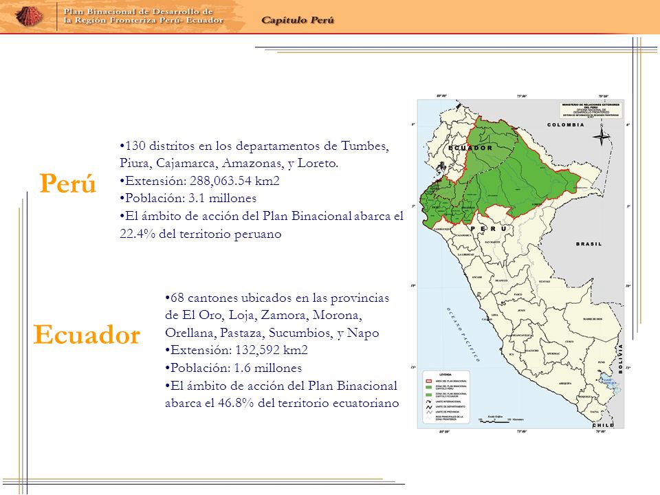 130 distritos en los departamentos de Tumbes, Piura, Cajamarca, Amazonas, y Loreto.
