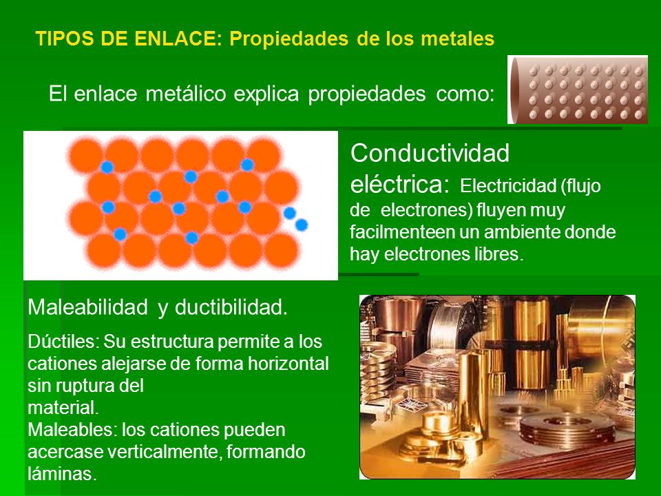 TIPOS DE ENLACE: Propiedades de los metales
