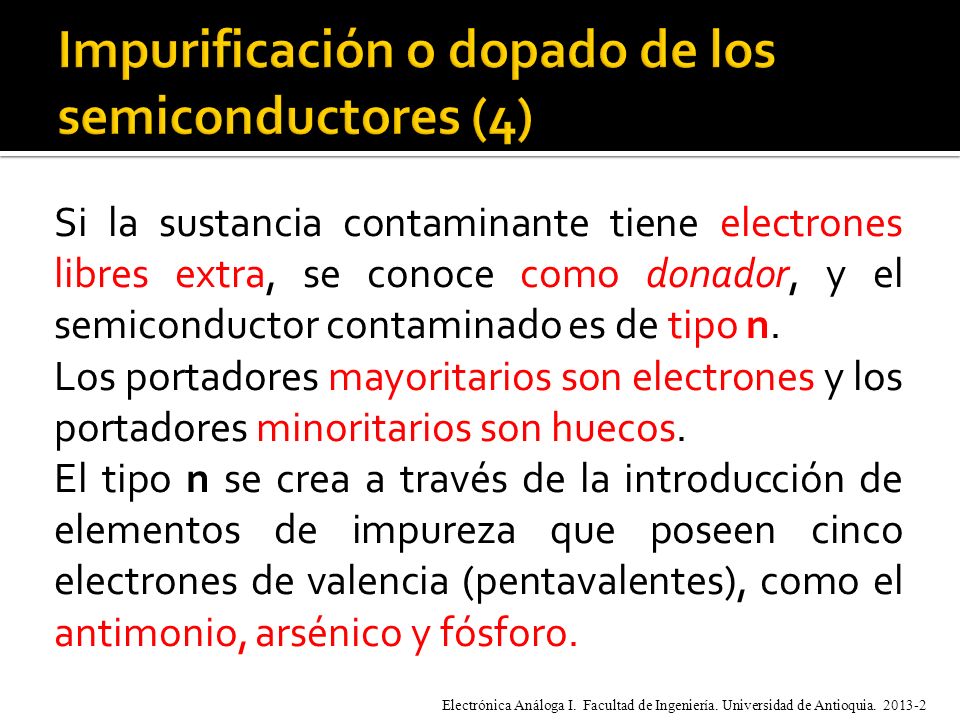 Impurificación o dopado de los semiconductores (4)