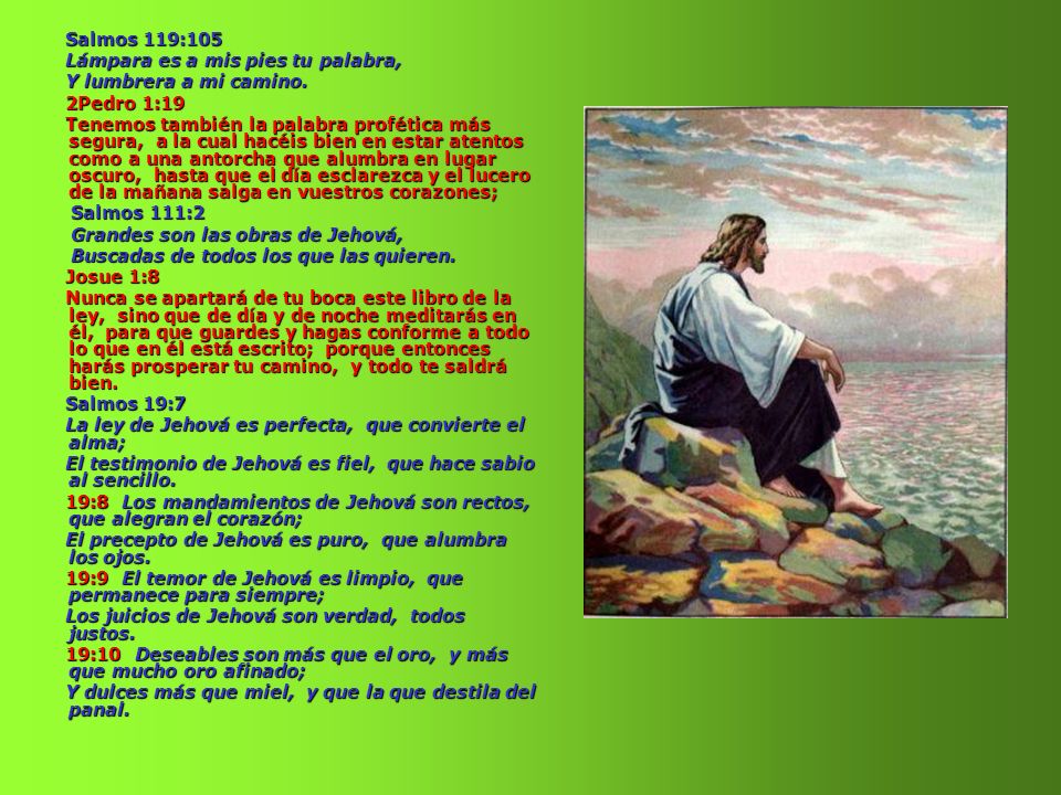 Salmos 119:105 Lámpara es a mis pies tu palabra, Y lumbrera a mi camino. 2Pedro 1:19.