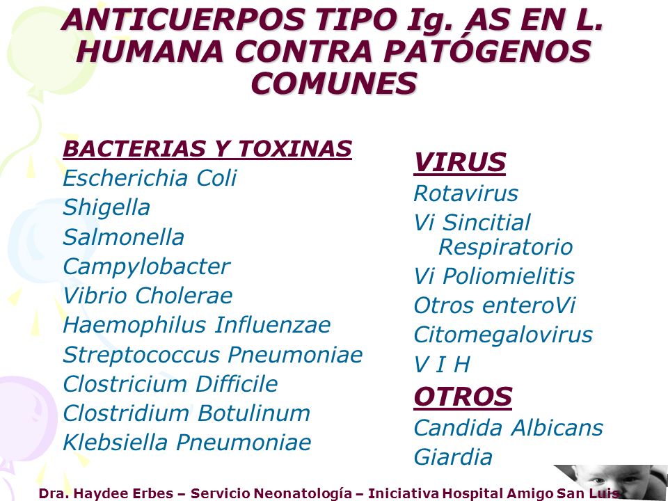 ANTICUERPOS TIPO Ig. AS EN L. HUMANA CONTRA PATÓGENOS COMUNES