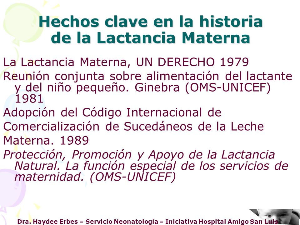 Hechos clave en la historia de la Lactancia Materna