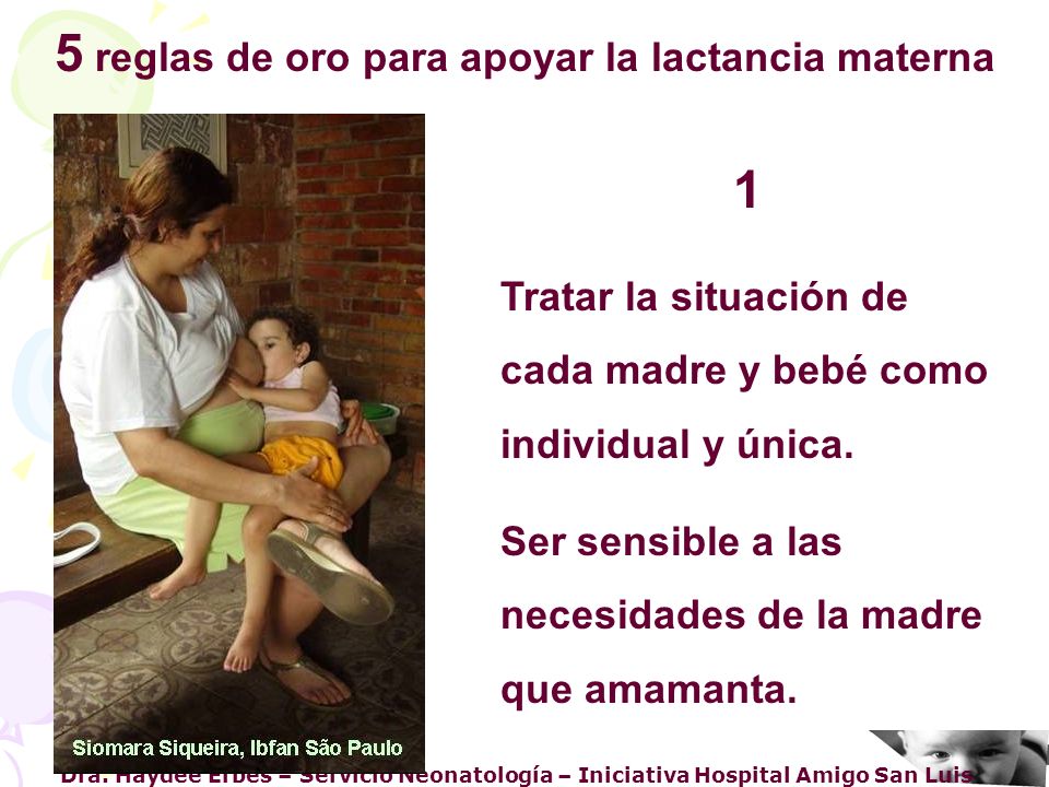 5 reglas de oro para apoyar la lactancia materna