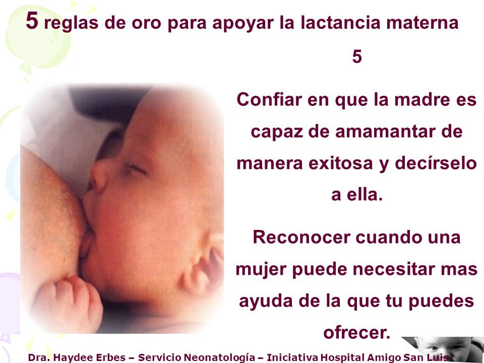 5 reglas de oro para apoyar la lactancia materna