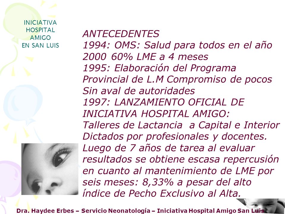 1994: OMS: Salud para todos en el año % LME a 4 meses