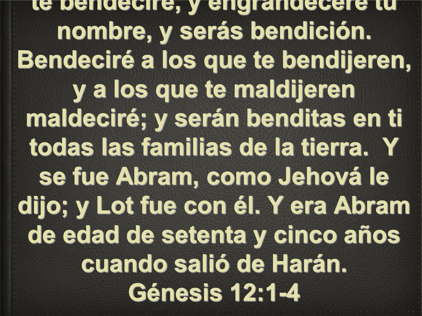 Pero Jehová había dicho a Abram: Vete de tu tierra y de tu parentela, y de la casa de tu padre, a la tierra que te mostraré.