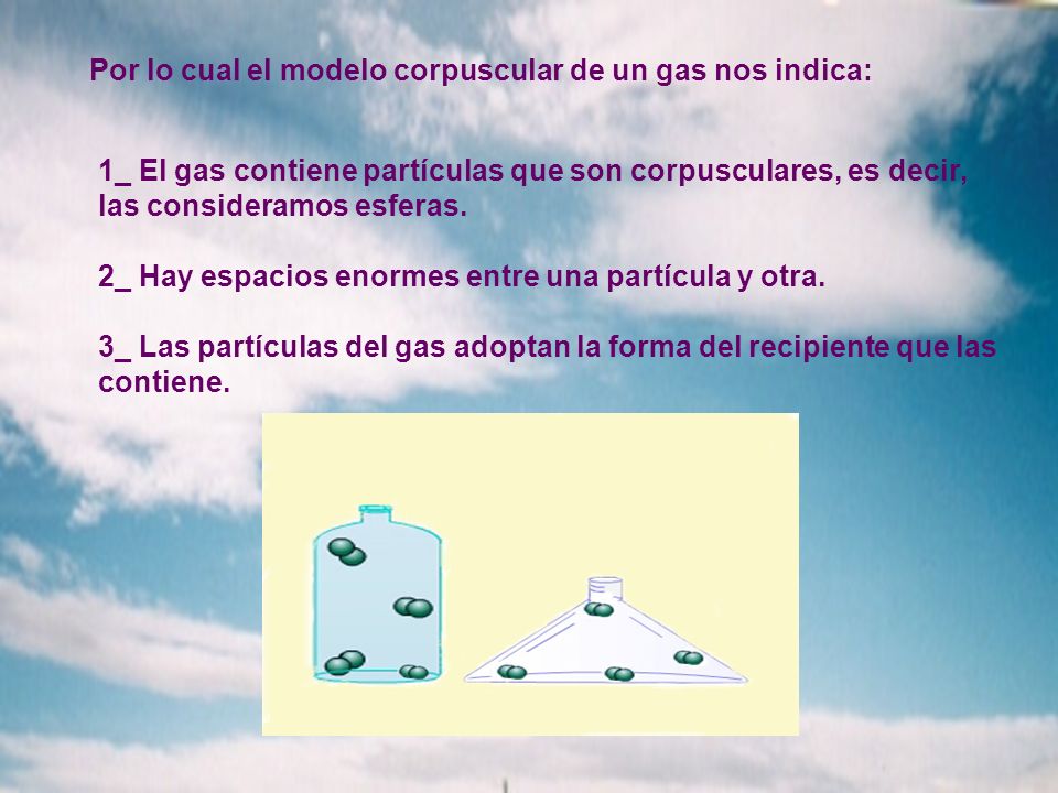 Por lo cual el modelo corpuscular de un gas nos indica: