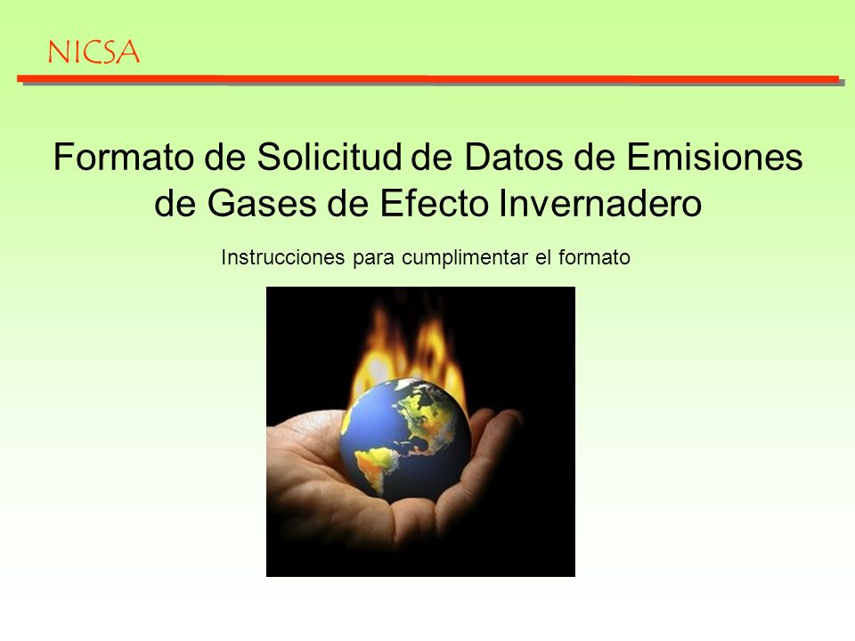NICSA Formato de Solicitud de Datos de Emisiones de Gases de Efecto Invernadero.