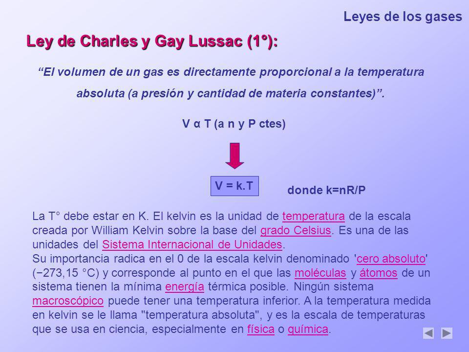 Ley de Charles y Gay Lussac (1°):