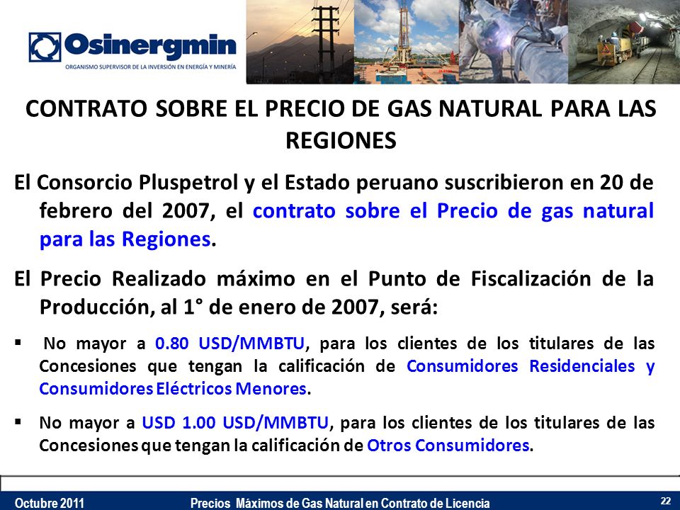 CONTRATO SOBRE EL PRECIO DE GAS NATURAL PARA LAS REGIONES