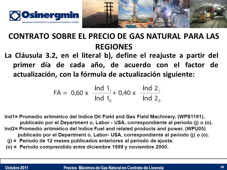 CONTRATO SOBRE EL PRECIO DE GAS NATURAL PARA LAS REGIONES