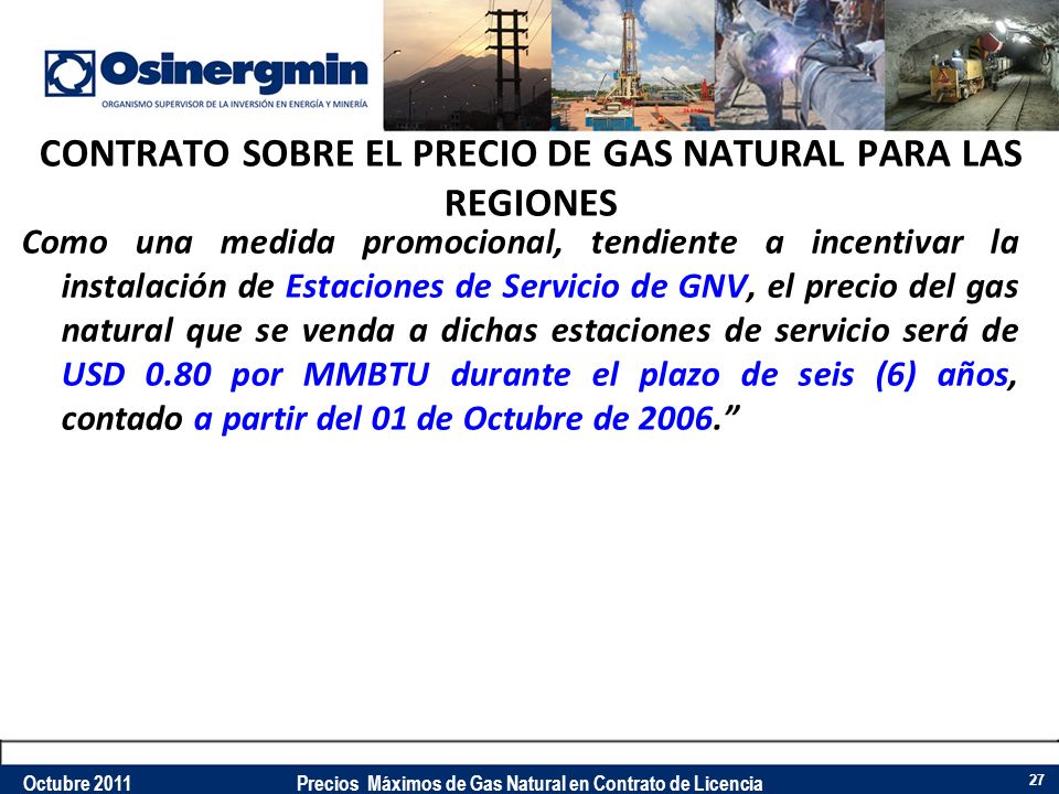CONTRATO SOBRE EL PRECIO DE GAS NATURAL PARA LAS REGIONES