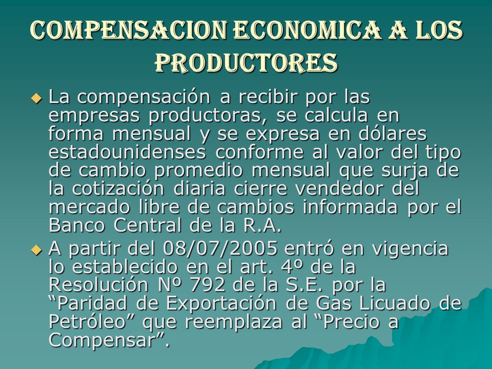 Compensacion economica a los productores