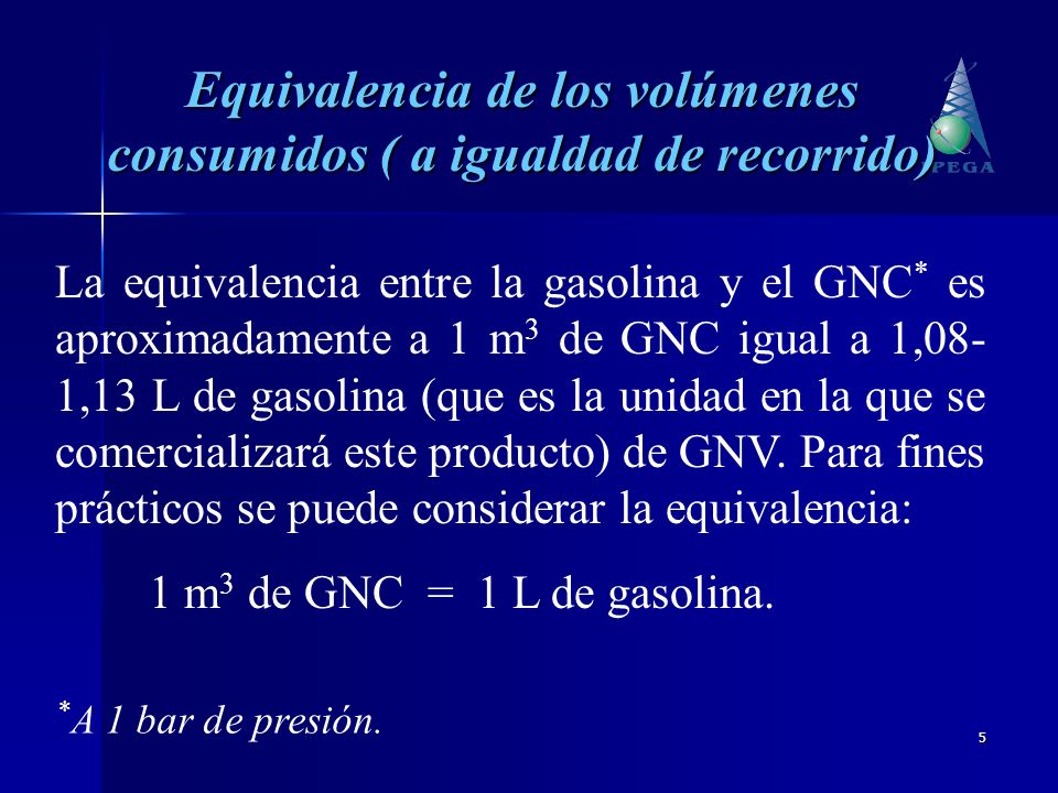 Equivalencia de los volúmenes consumidos ( a igualdad de recorrido)