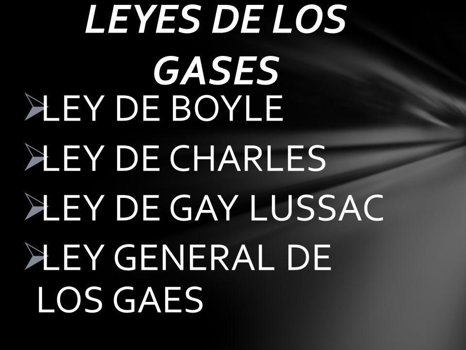 LEYES DE LOS GASES LEY DE BOYLE LEY DE CHARLES LEY DE GAY LUSSAC