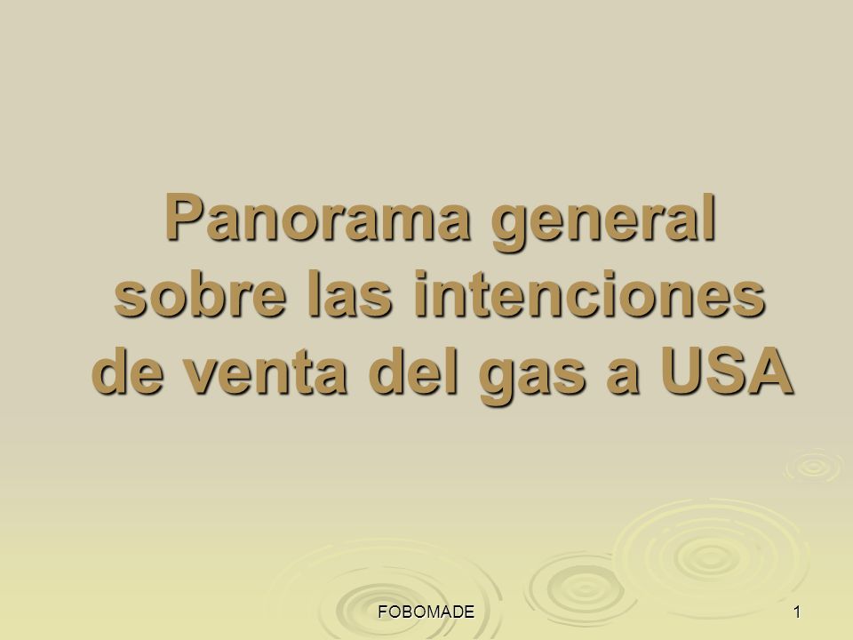FOBOMADE Panorama general sobre las intenciones de venta del gas a USA