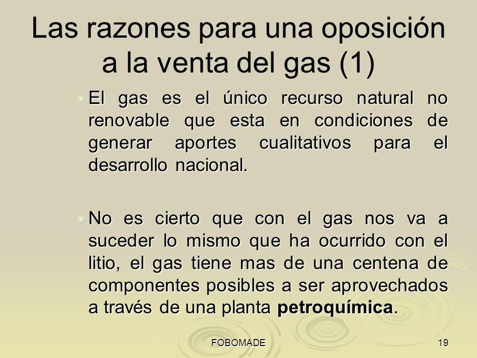 Las razones para una oposición a la venta del gas (1)