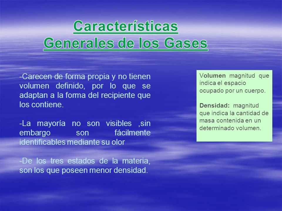 Características Generales de los Gases