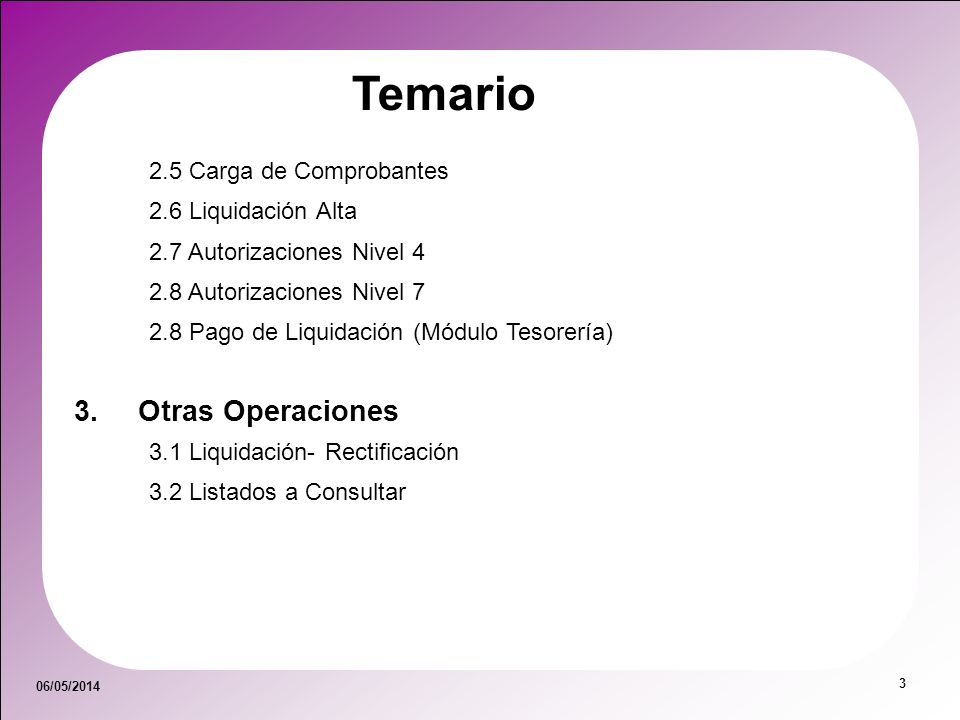 Temario Otras Operaciones 2.5 Carga de Comprobantes
