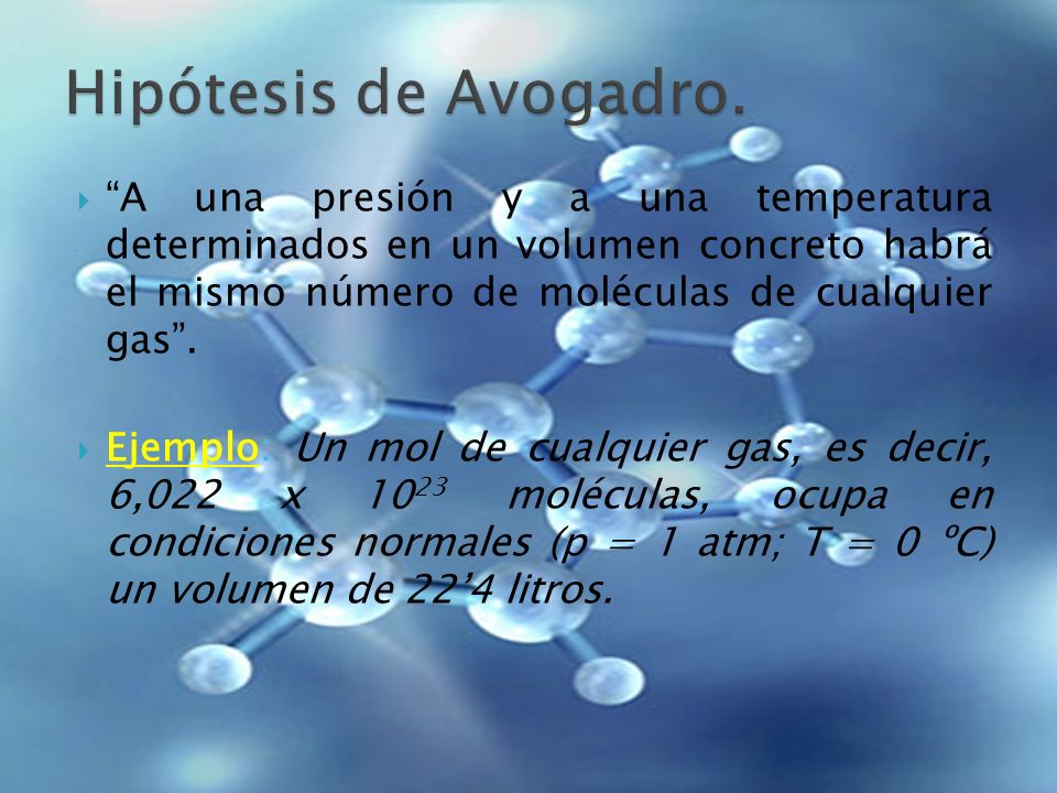 Hipótesis de Avogadro.