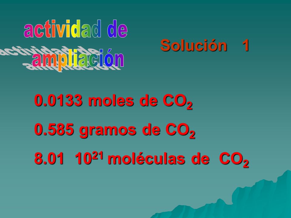 Solución moles de CO gramos de CO2