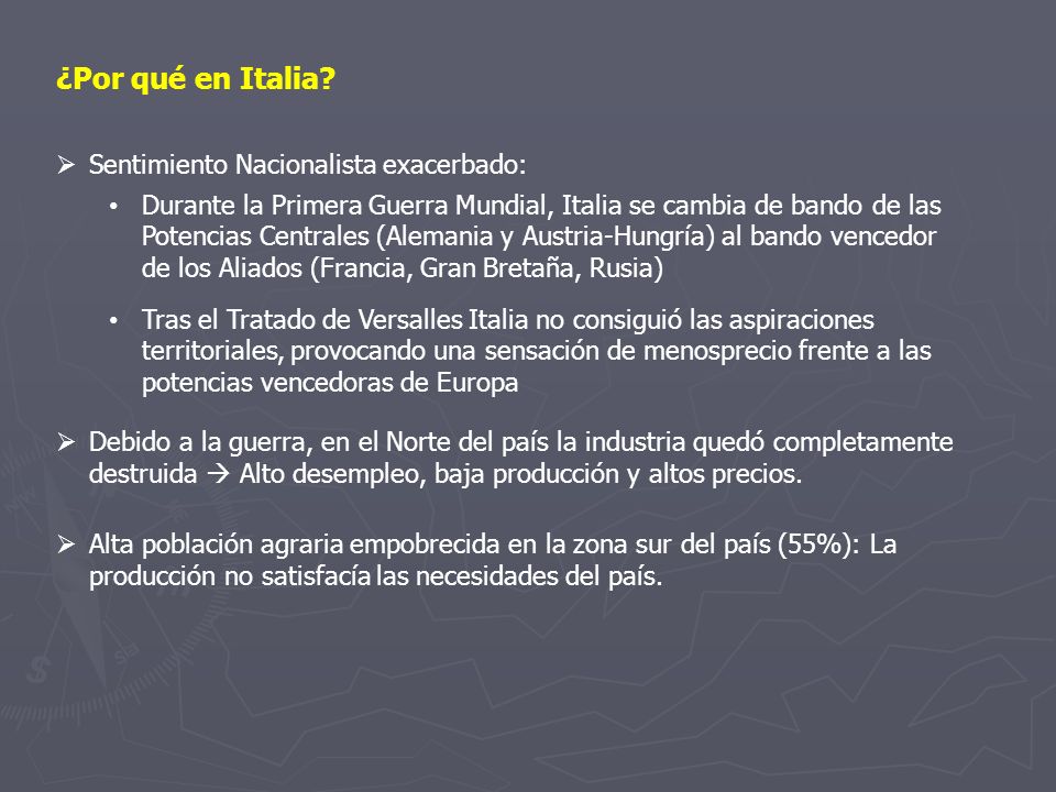 ¿Por qué en Italia Sentimiento Nacionalista exacerbado: