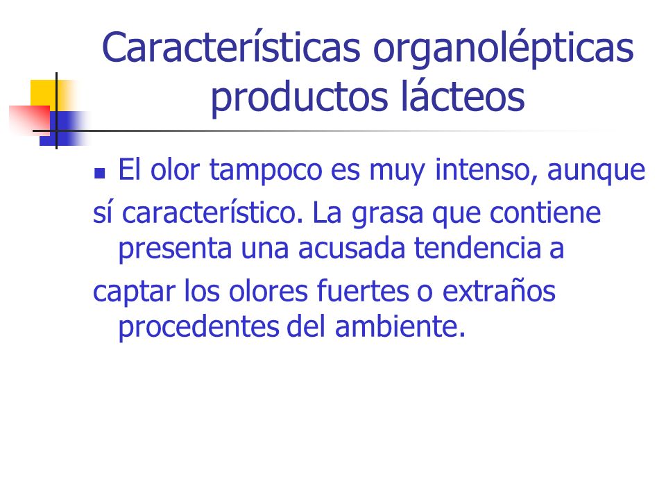 Características organolépticas productos lácteos