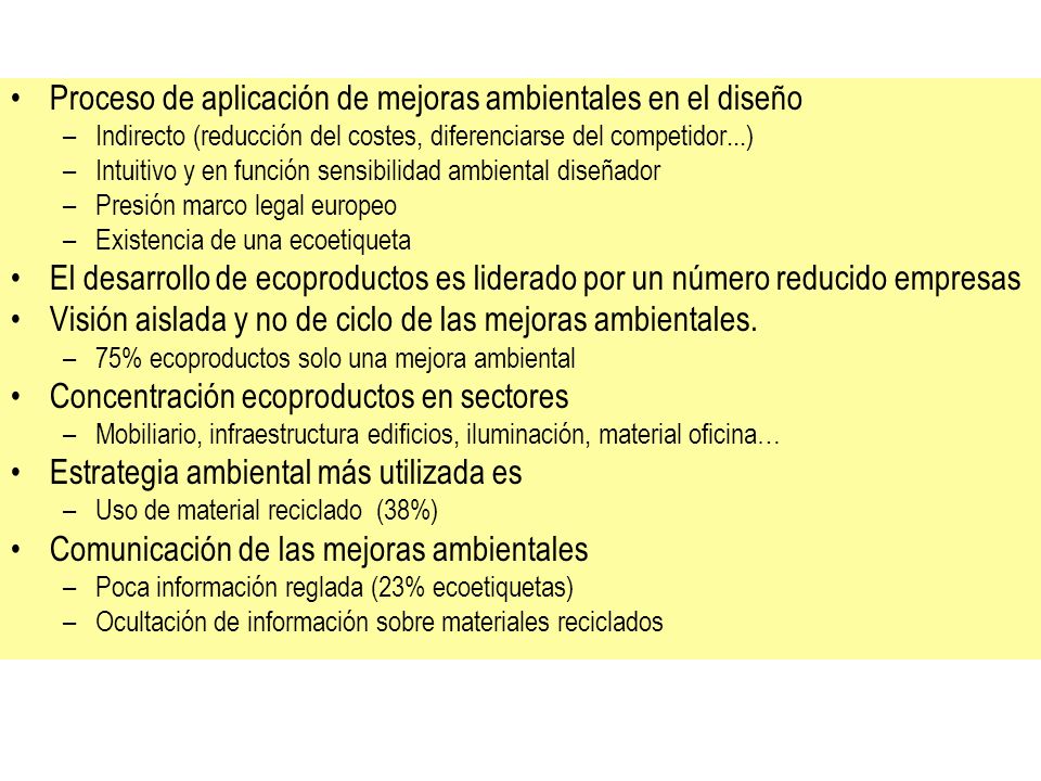 Proceso de aplicación de mejoras ambientales en el diseño