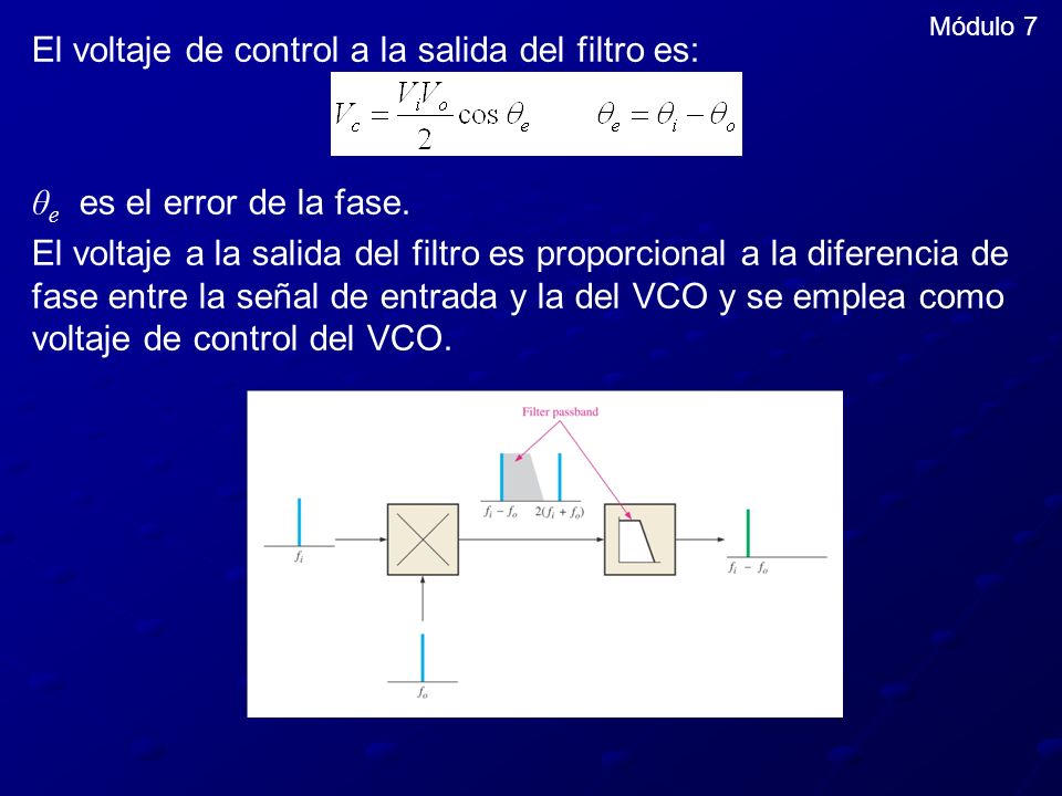 El voltaje de control a la salida del filtro es: