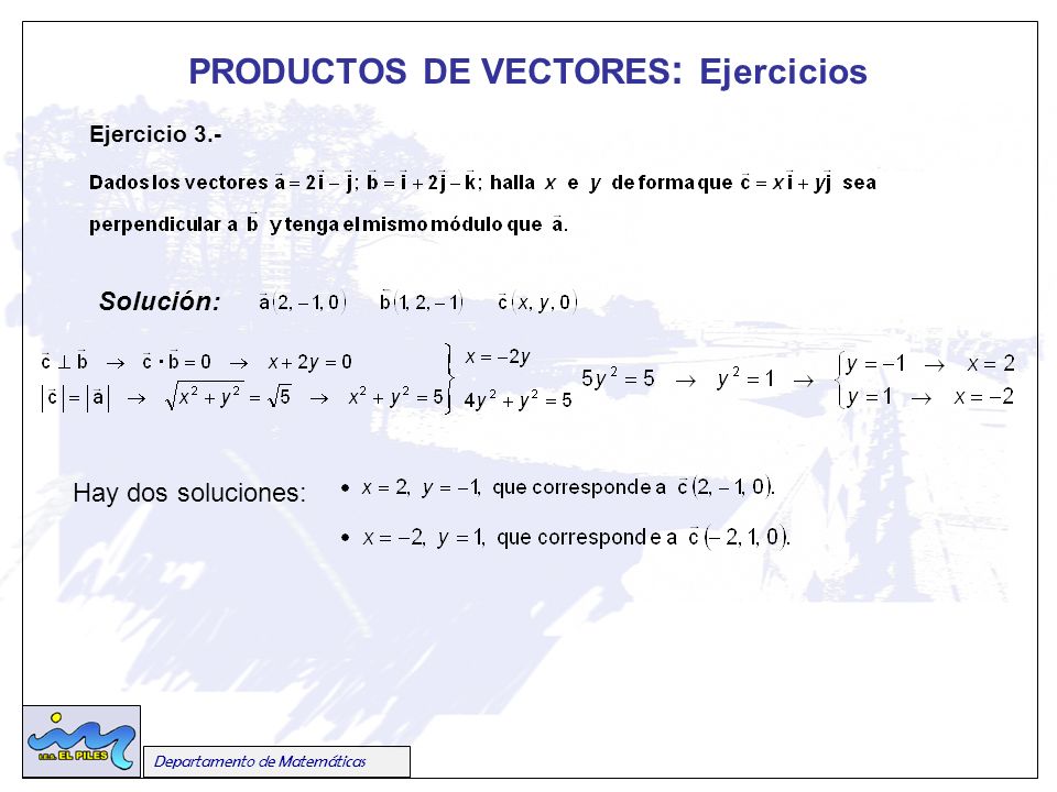 PRODUCTOS DE VECTORES: Ejercicios