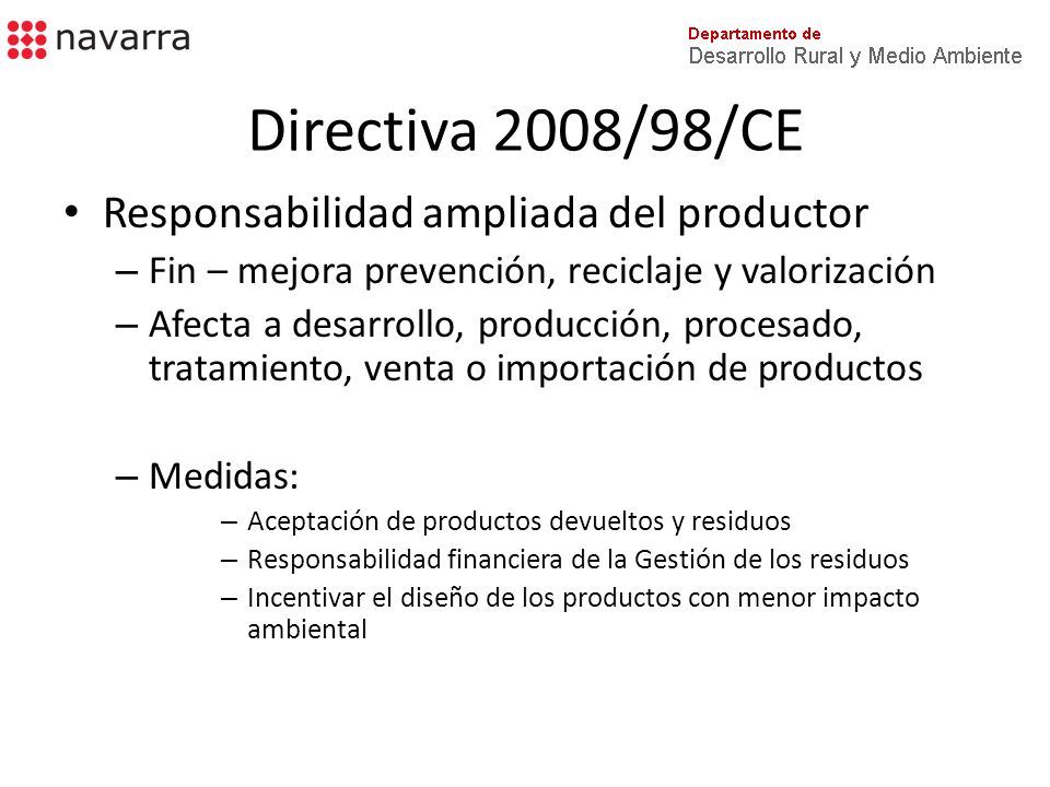 Directiva 2008/98/CE Responsabilidad ampliada del productor