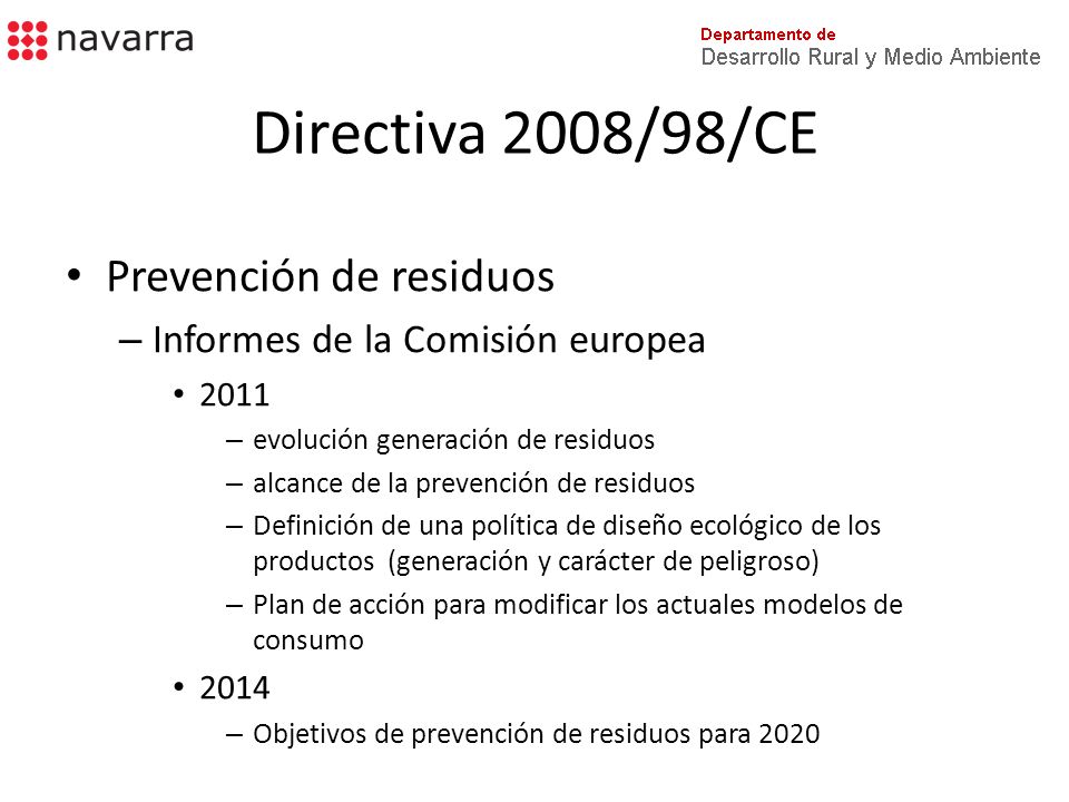 Directiva 2008/98/CE Prevención de residuos